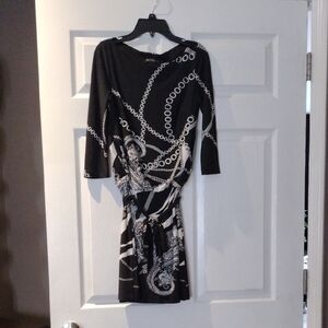 White House Black Market Black and White Chain Dress